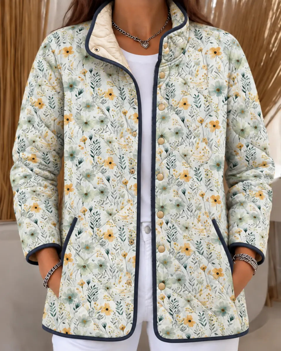 Judith | Light Quilted Jacket with Yellow Florals