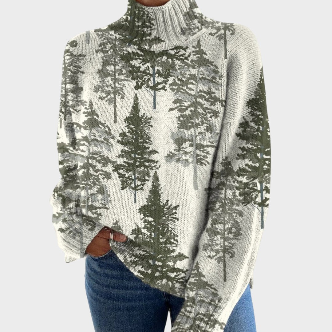Nadine | Artistic Print Turtleneck Sweater