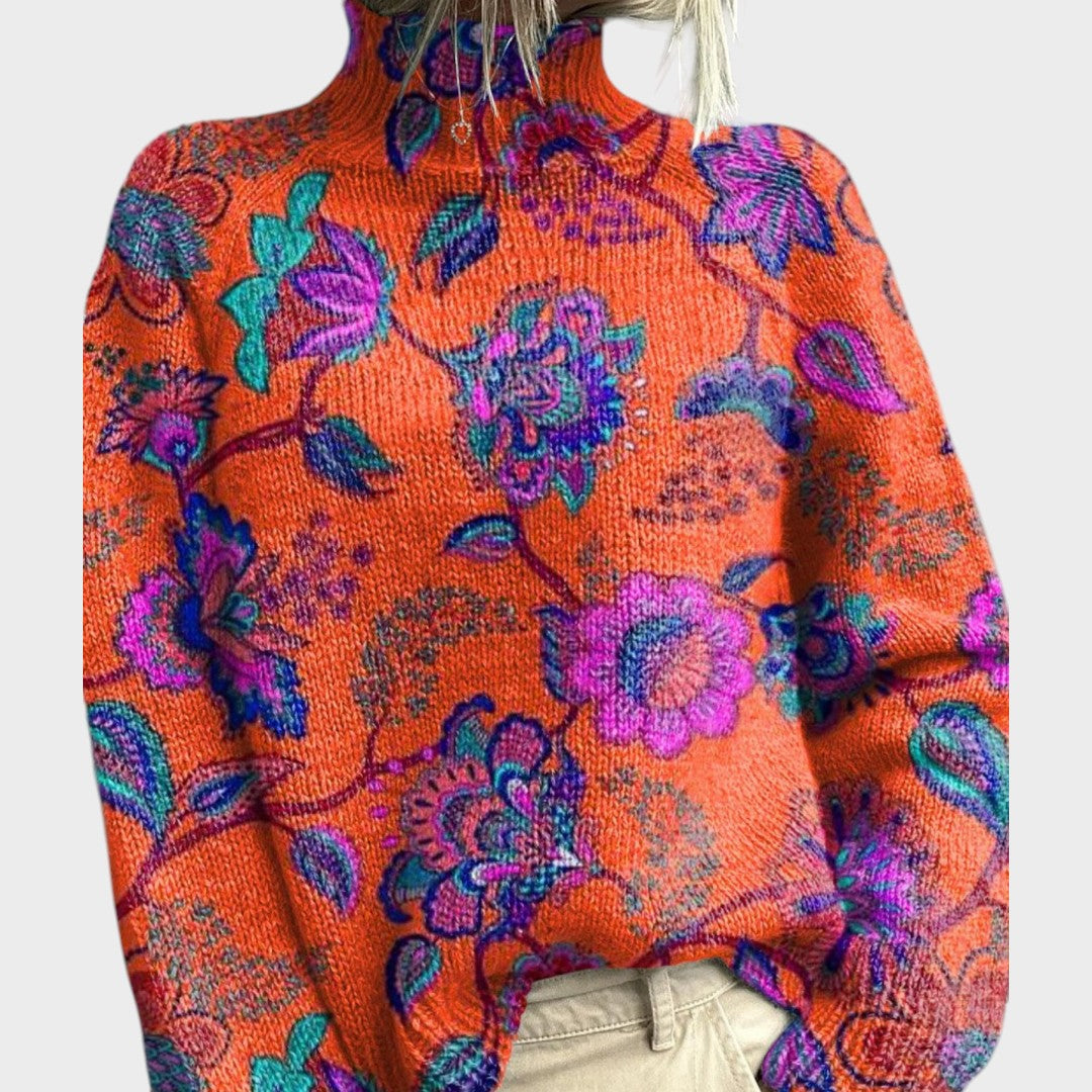 Marlene | Artistic Print Turtleneck Sweater