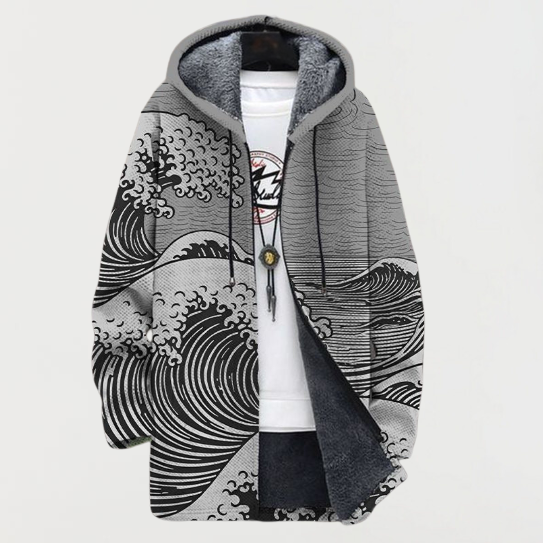 Kathrin | Wave-Design Hooded Cardigan