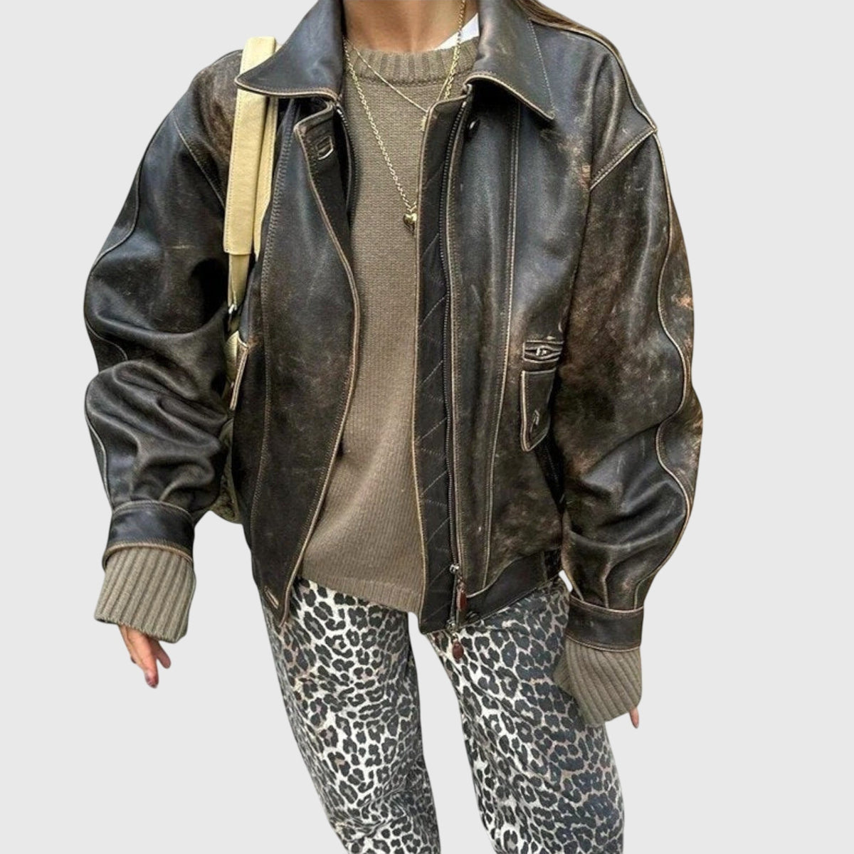 Jamie | Vintage Jeans with Leopard Print