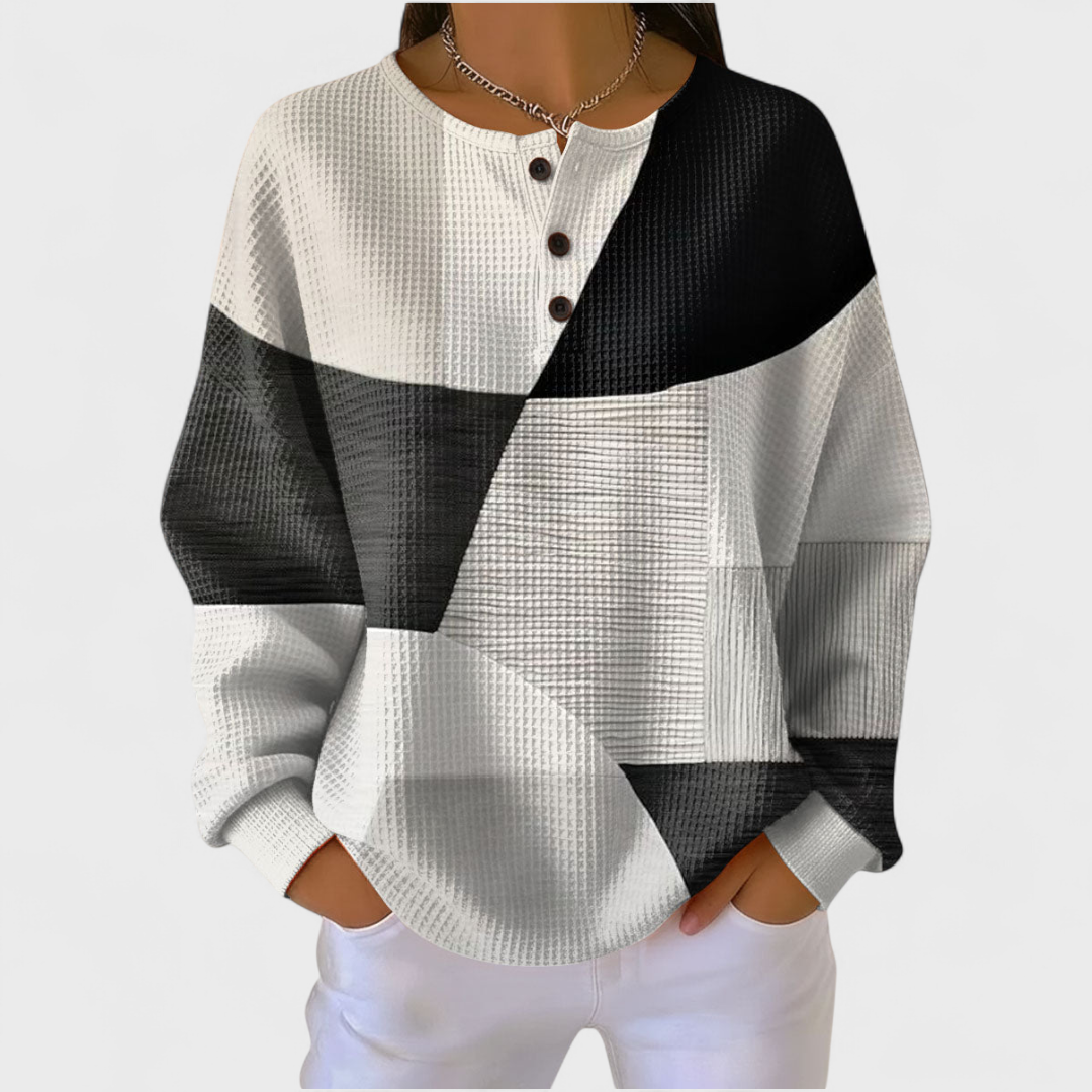 Ella | Black and White Color-Block Sweater