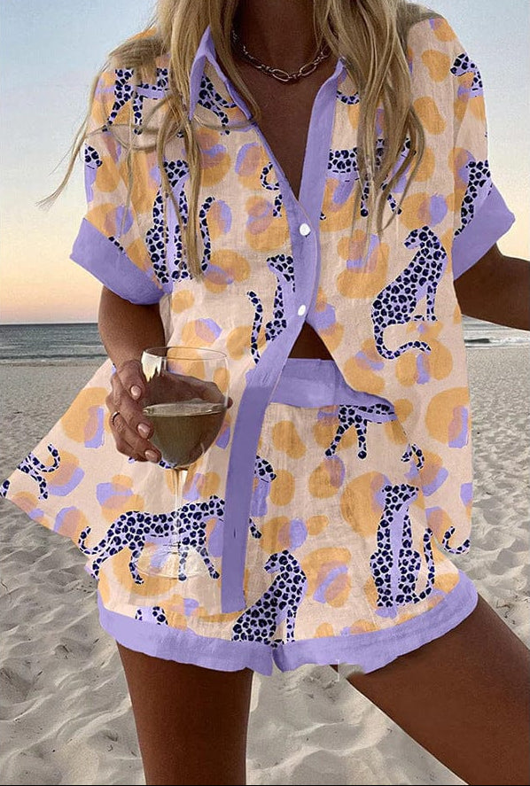 Nancy | Cheetah Print Two-Piece Summer Set