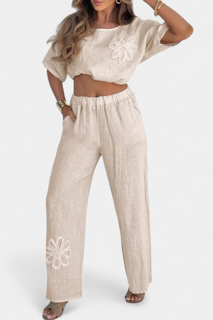 Embroidered Linen Set - Natalia Casual Collection