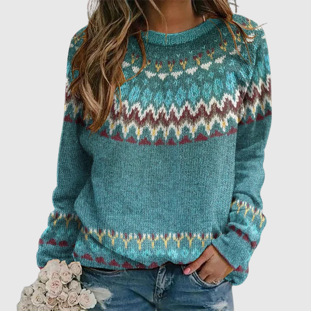 Regina | Retro Wave-Pattern Sweater