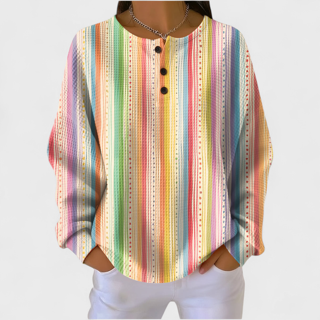 Sara | Colorful Striped Henley Sweater