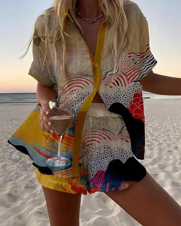 Marjorie | Ocean Wave Print Two-Piece Summer Set