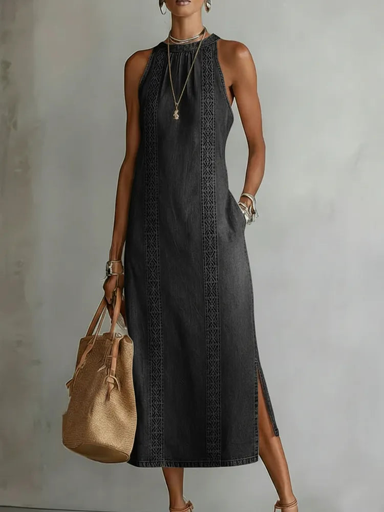 Julia | Vintage Lace Denim Dress