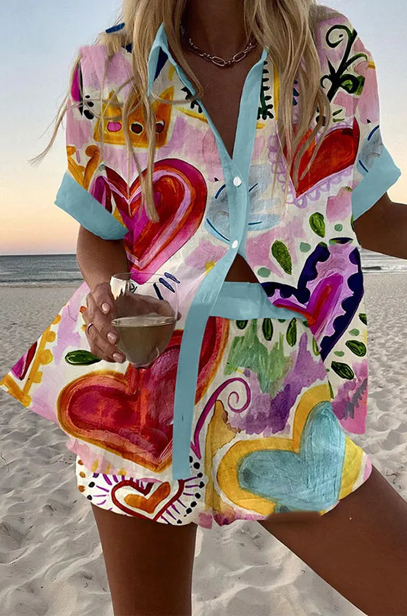 Joanne | Painted Hearts Two-Piece Summer Set