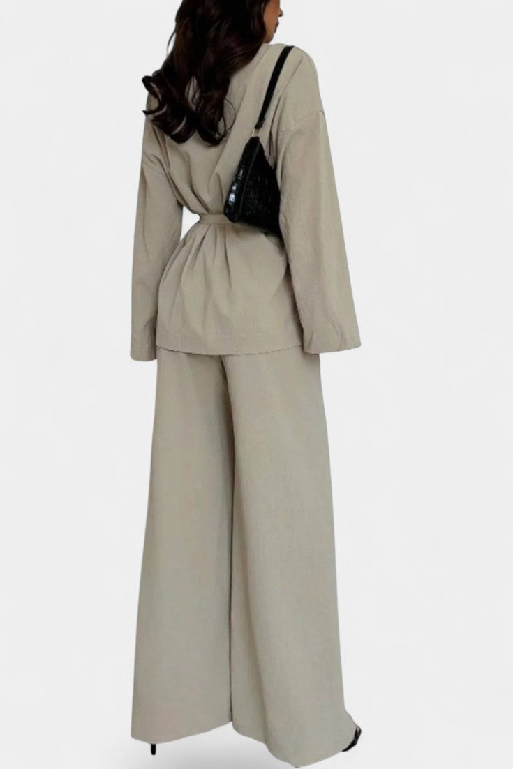 Amy V-Neck Blazer and Flared Pants Set
