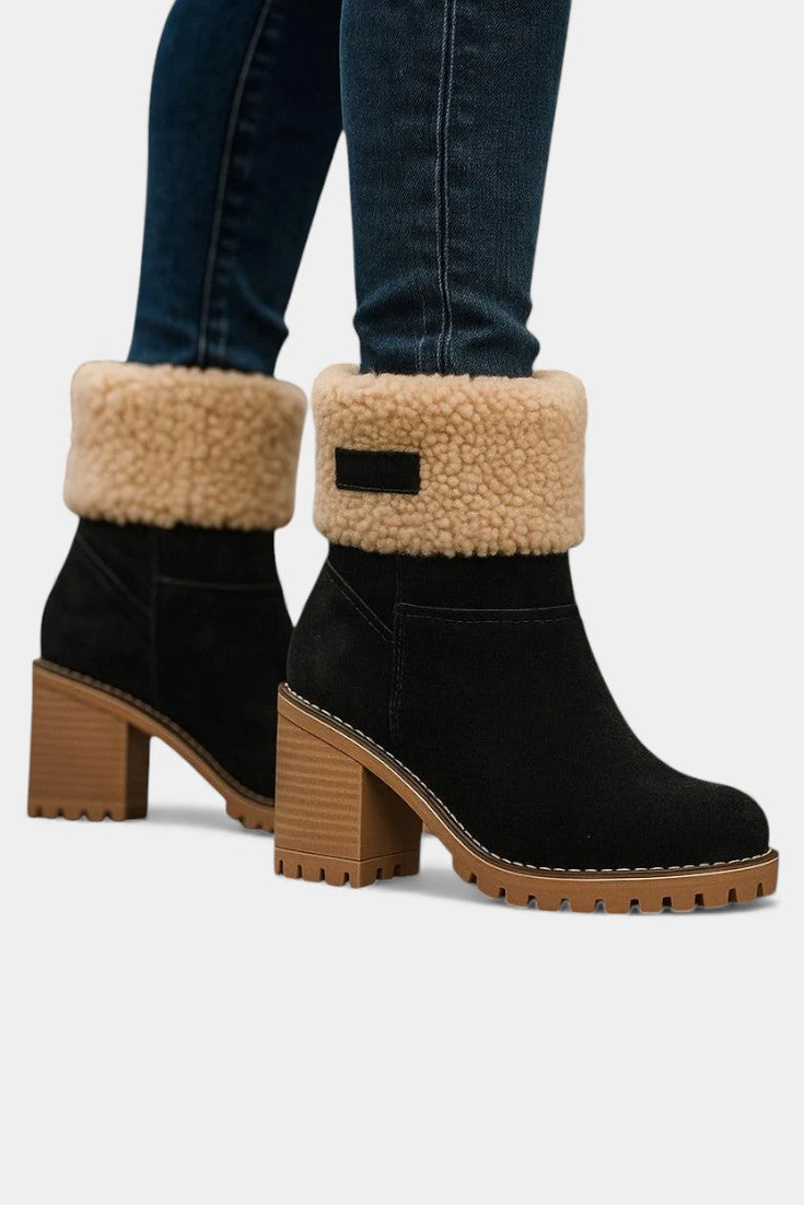 Luise Sienna Faux Fur Block Heel Ankle Boots
