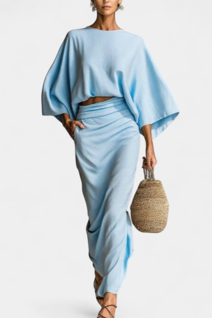 Marlon Long Sleeve Casual Ensemble with Flowing Maxi Skirt