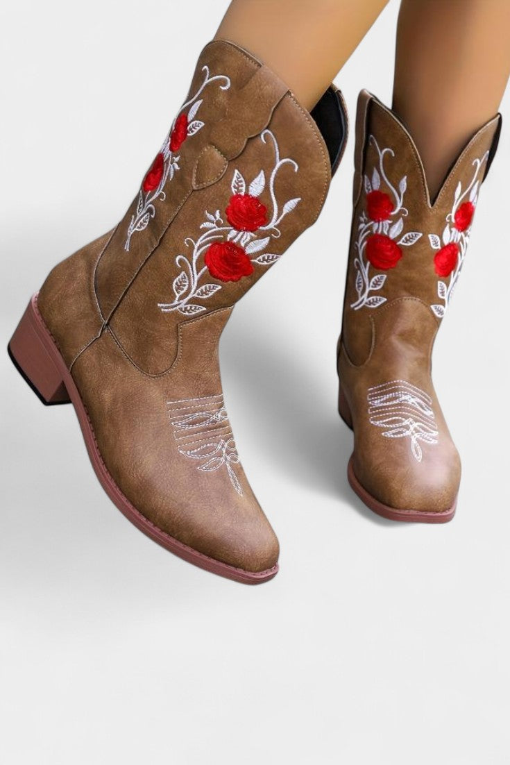 Pink Virginia Embroidered Cowboy Boots