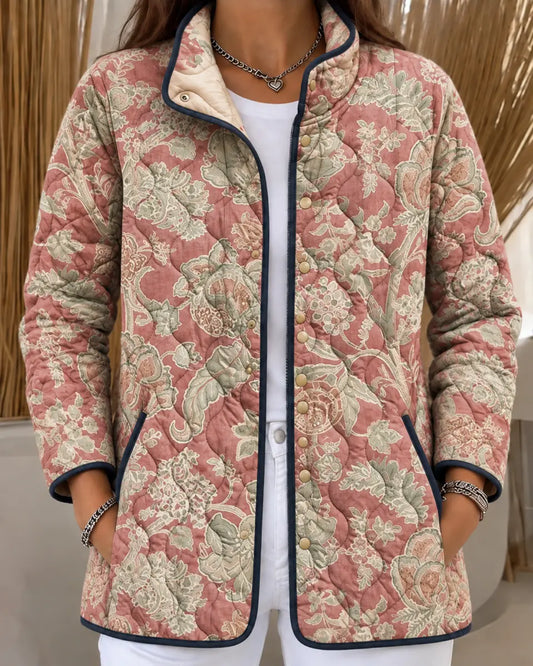 Rosemary | Pink Paisley Quilted Jacket
