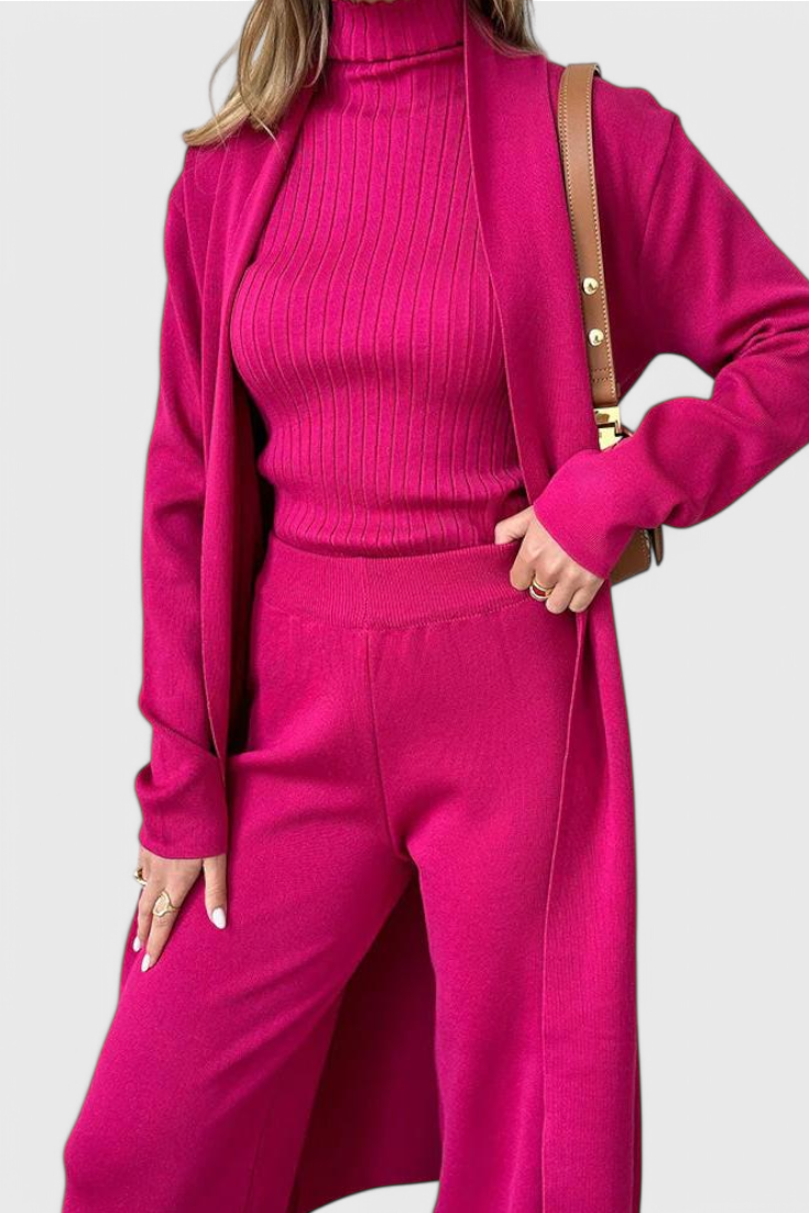 Mahalia Elegant Cut 3-Piece Soft Knit Ensemble