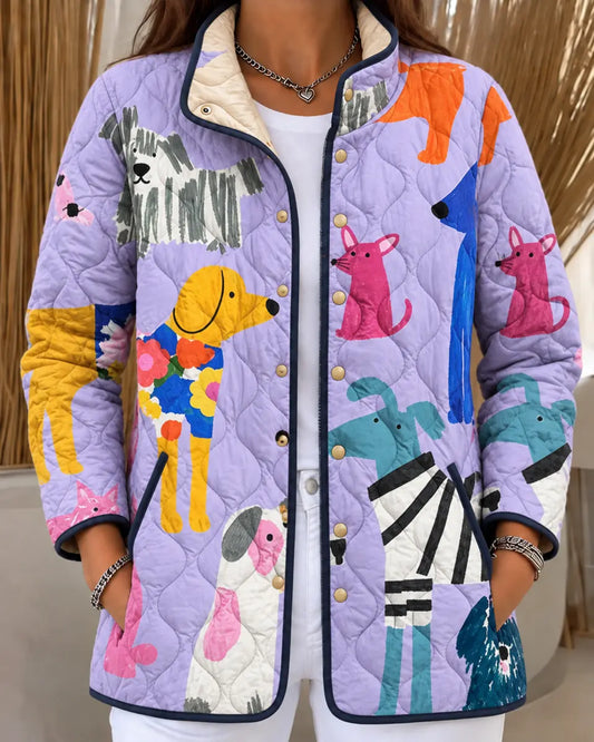 Kathleen | Lilac Animal-Print Quilted Jacket