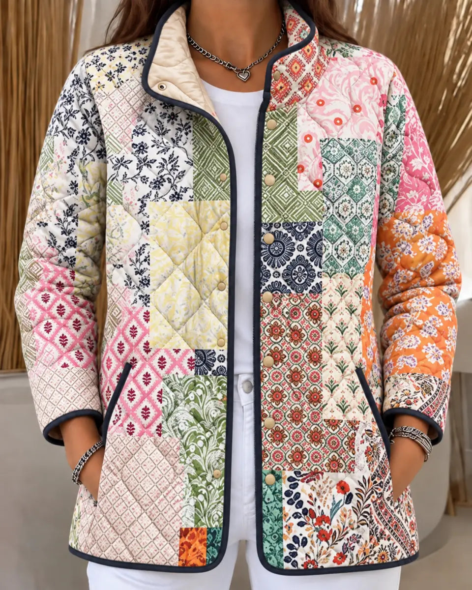 Deborah | Geometric Patchwork Quilted Jacket