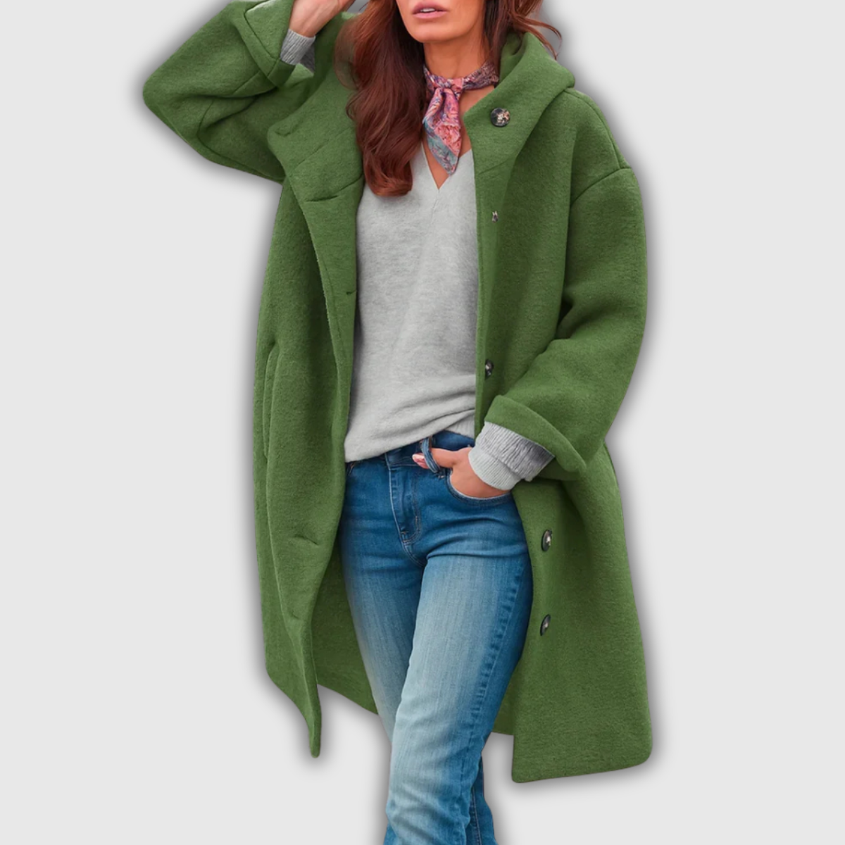 Katherine | Long Hooded Button-Front Coat