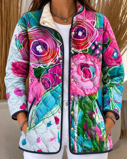 Janet | Abstract Floral Quilted Jacket