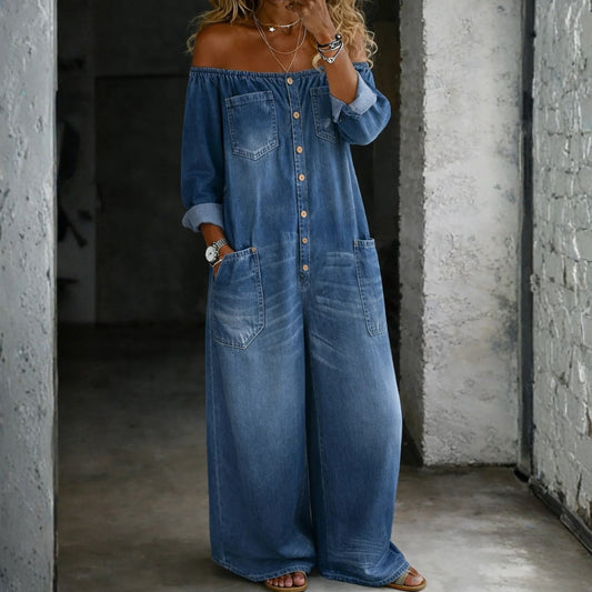 Ellen | Long-Sleeve Off-Shoulder Jumpsuit