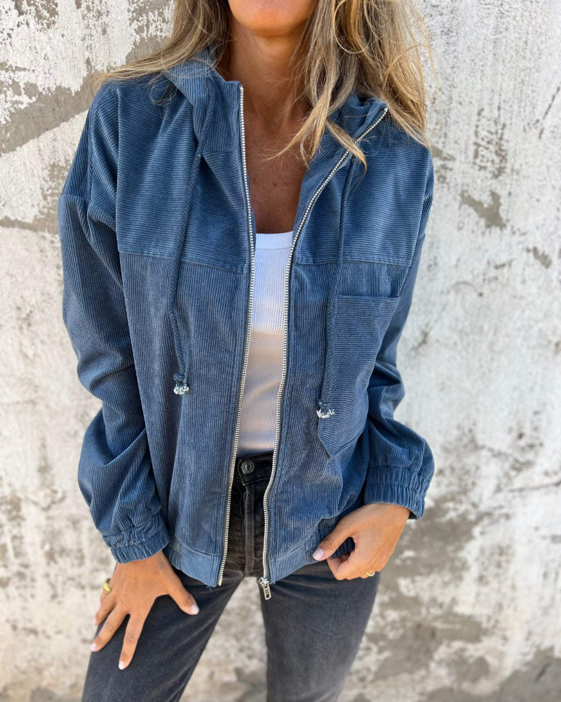 Audrey | Hooded Corduroy Zip Jacket