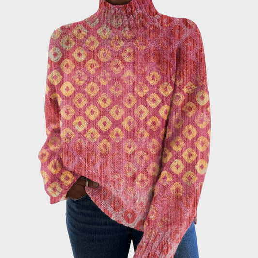 Lynette | Artistic Print Turtleneck Sweater