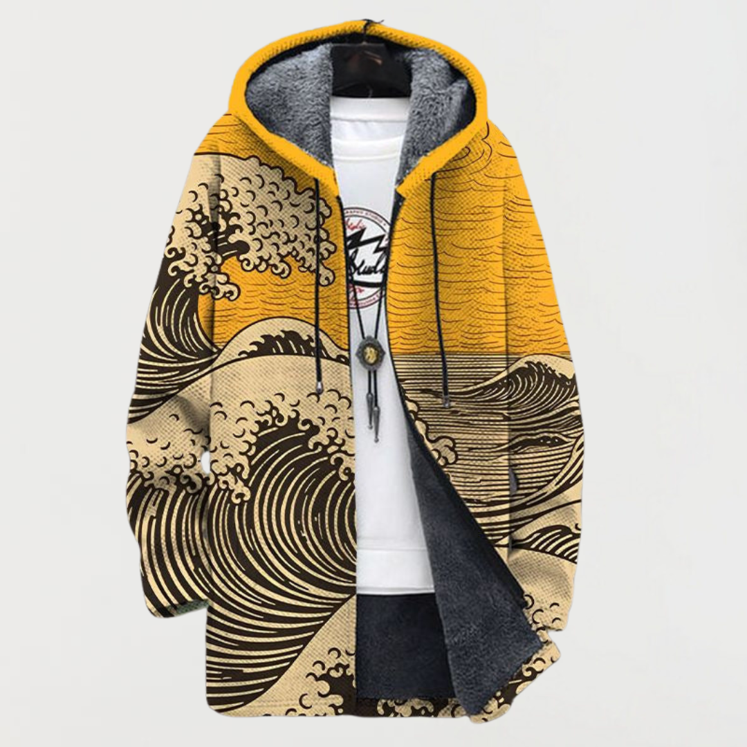 Kathrin | Wave-Design Hooded Cardigan