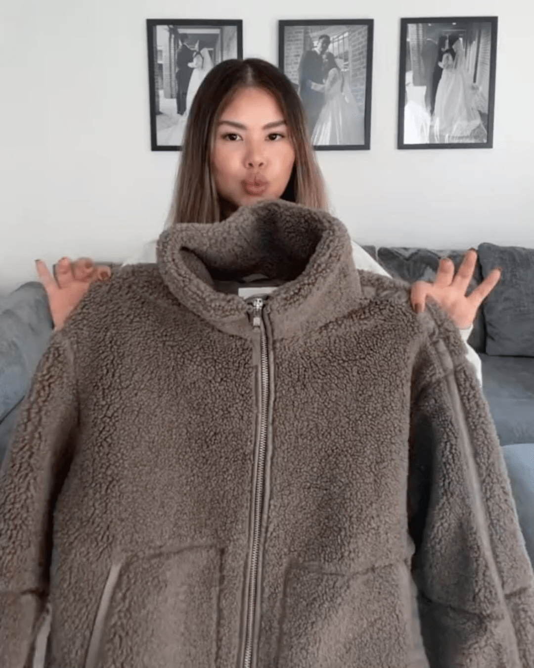 Amanda | Oversized Teddy Jacket with Stand Collar