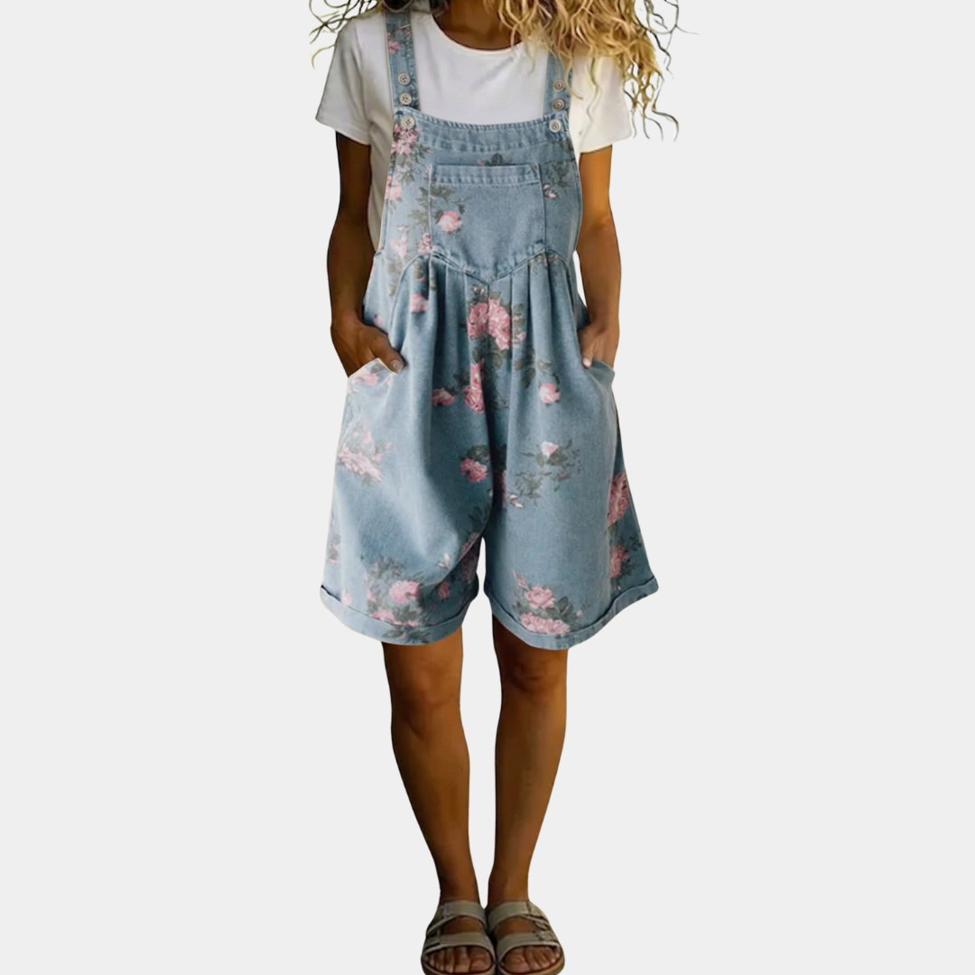 Zoey | Floral Denim Jumpsuit