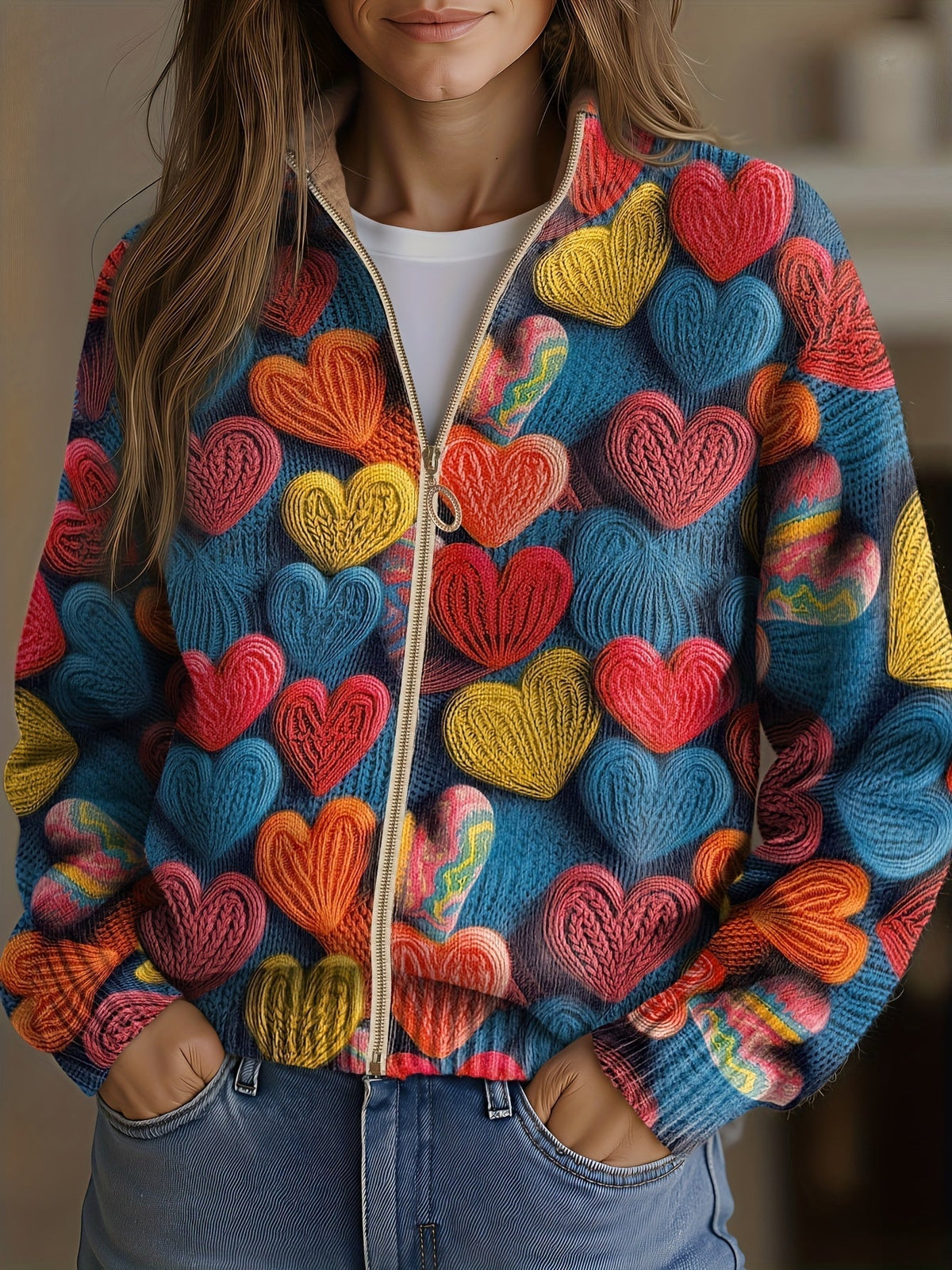 Valentine | Heart Zip Cardigan