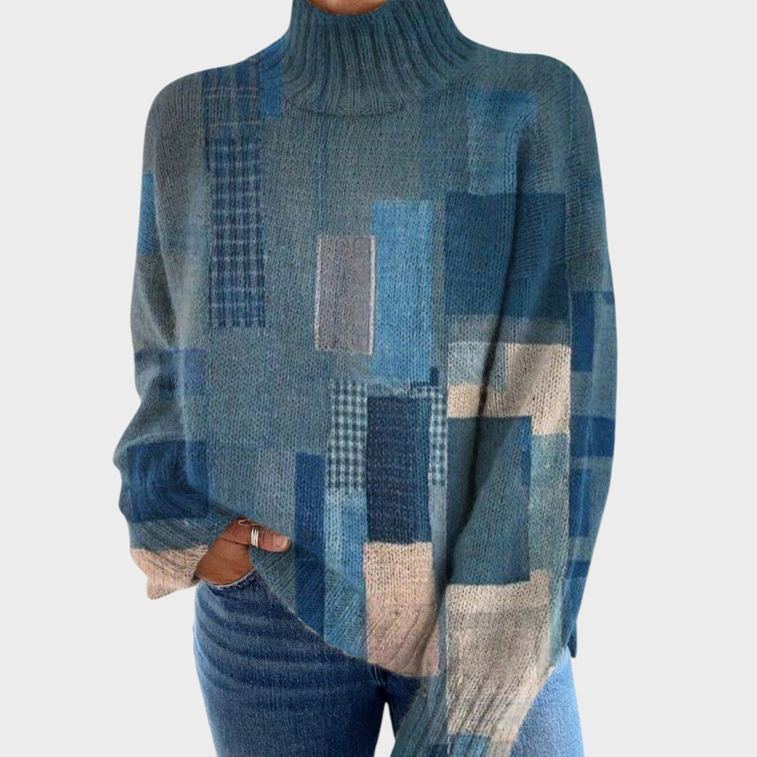 Geraldine | Artistic Print Turtleneck Sweater