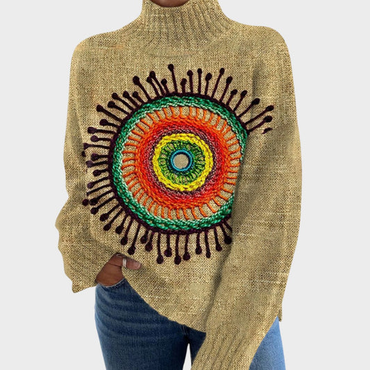Charlene | Artistic Print Turtleneck Sweater