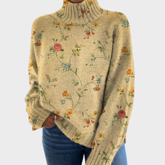 Bernice | Artistic Print Turtleneck Sweater