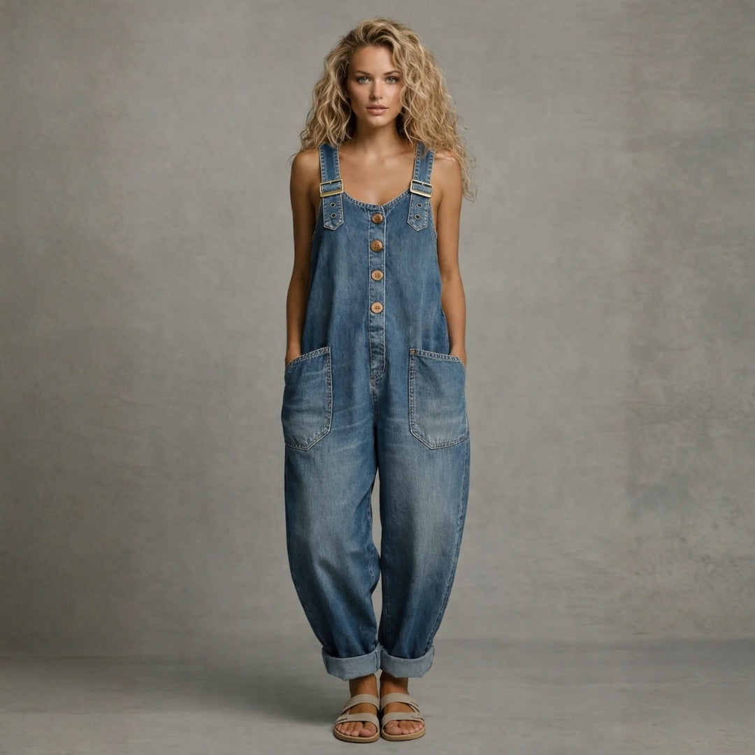 Elizabeth | Pocketed Denim Overalls