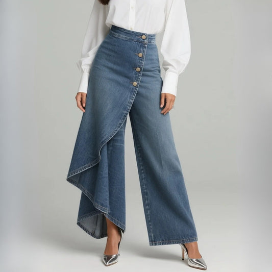 Laura | Wrap-Style Denim Pants