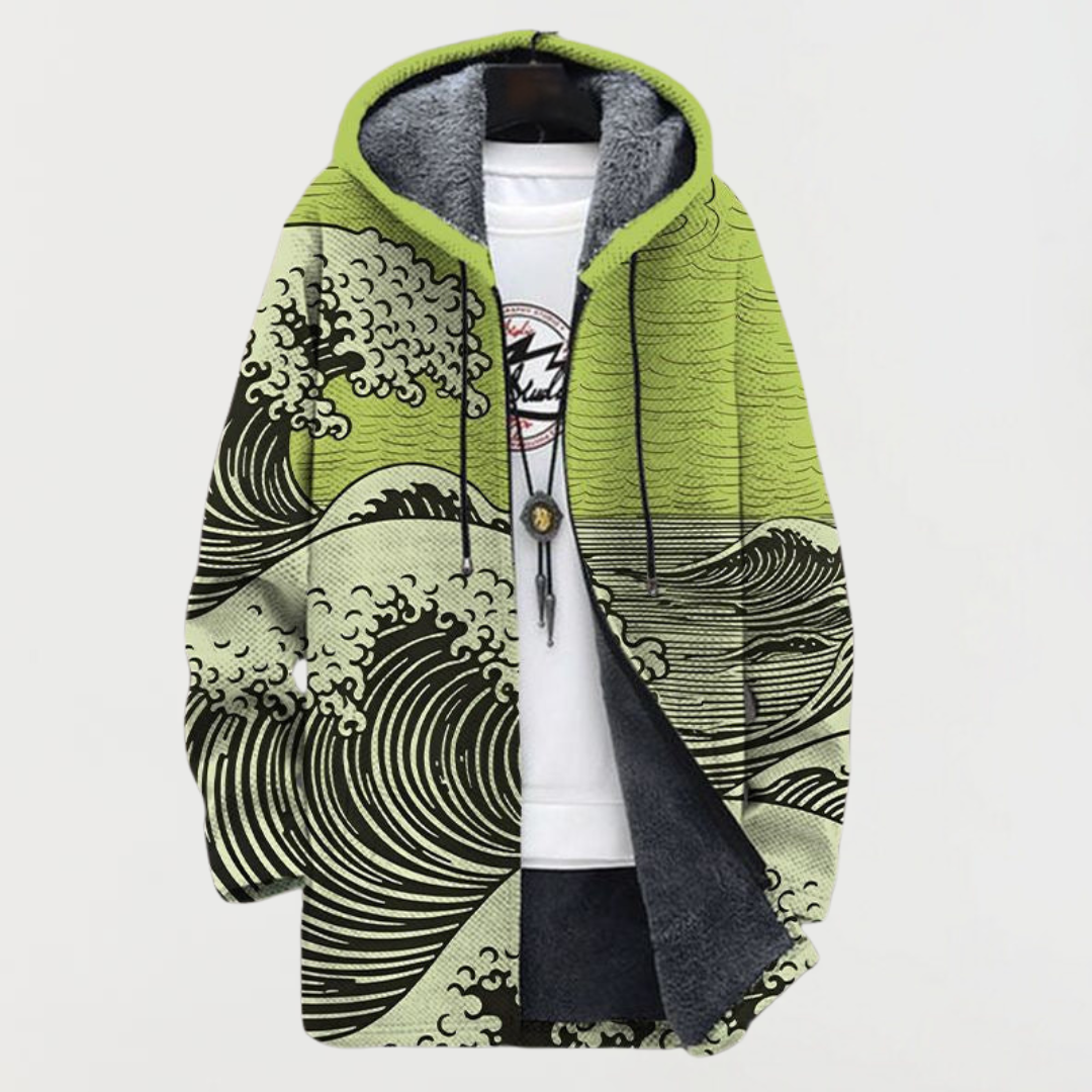 Marianne | Wave-Pattern Hooded Cardigan