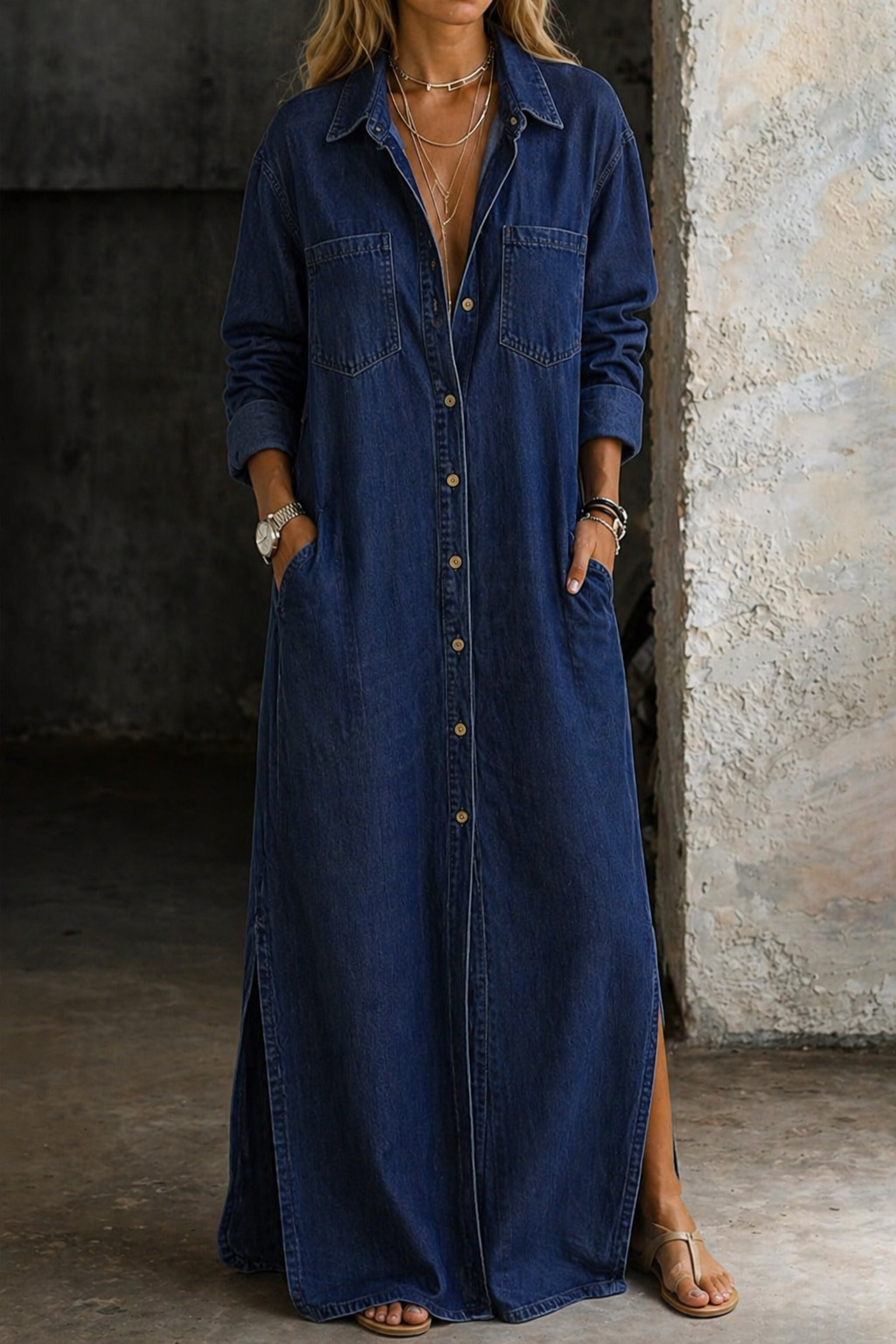 Daphne | Button-Front Denim Dress