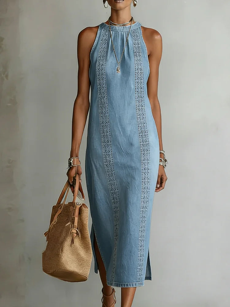 Julia | Vintage Lace Denim Dress