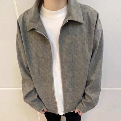 Men's Relaxed Zip-Up Jacket – Dropped Shoulders, Minimalist Style
