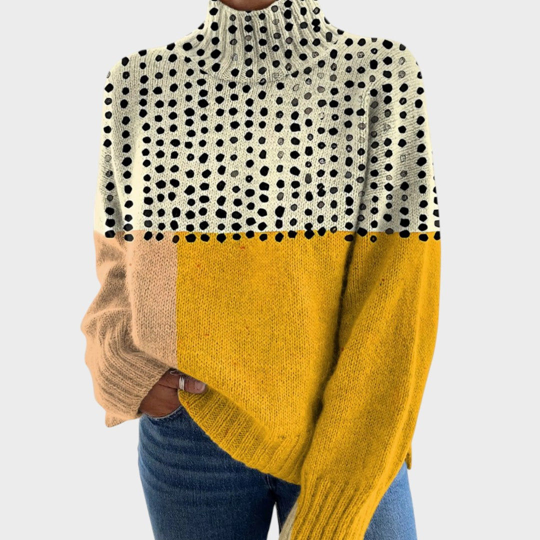 Estelle | Artistic Print Turtleneck Sweater