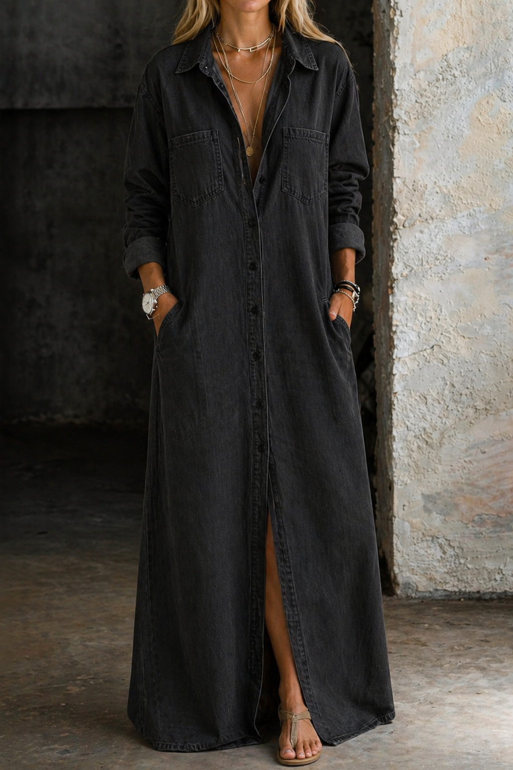 Daphne | Button-Front Denim Dress