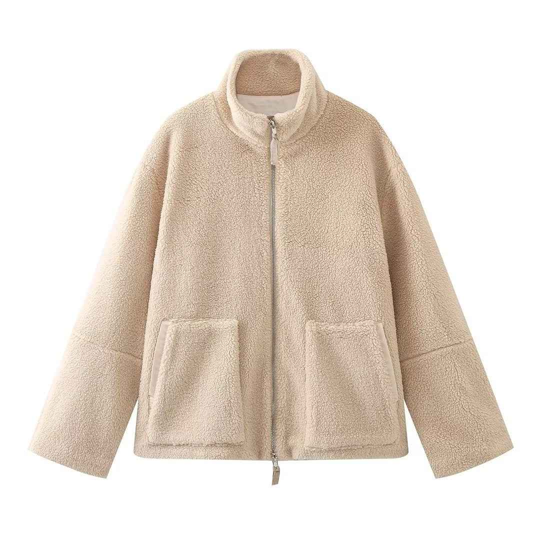 Amanda | Oversized Teddy Jacket with Stand Collar