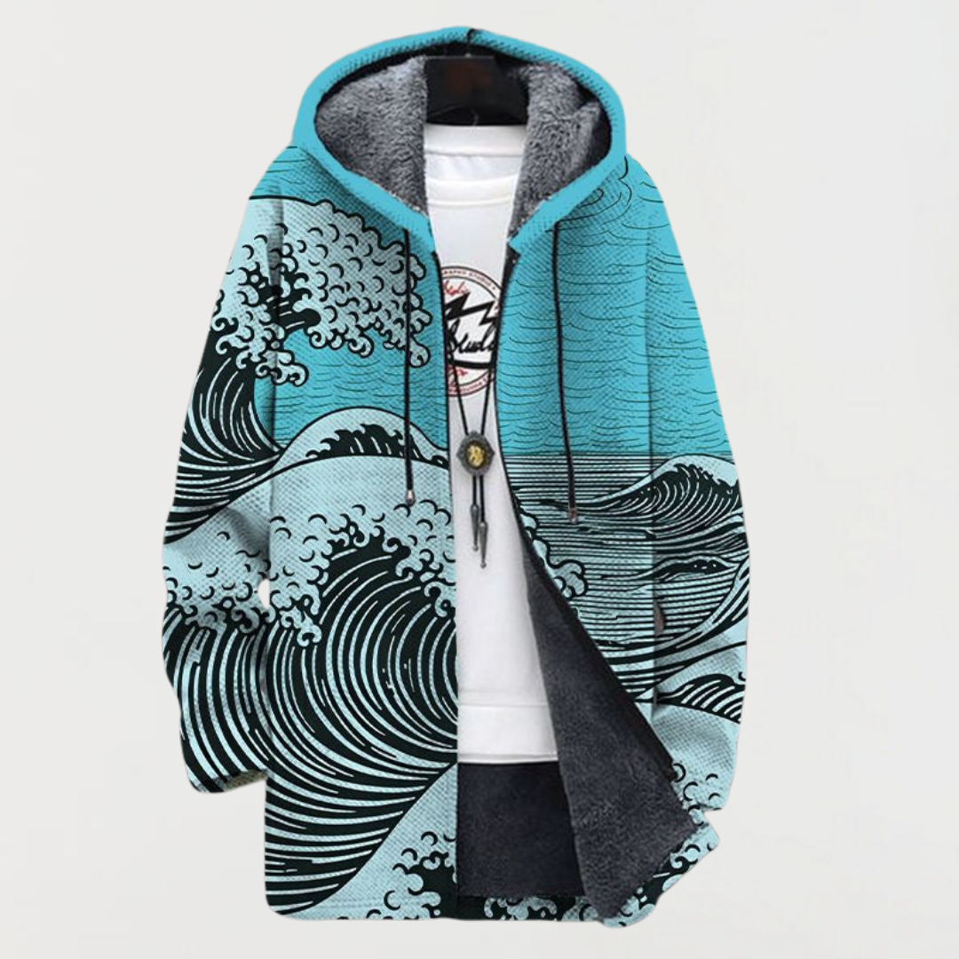 Marianne | Wave-Pattern Hooded Cardigan