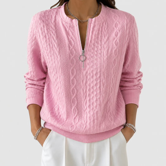 Amalie | Women's Cable-Knit Zip Sweater