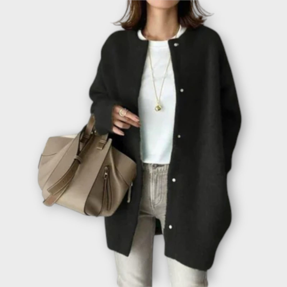 Rebecca | Oversized Snap-Front Cardigan