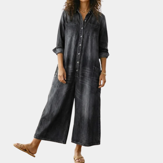 Flora | Cotton Denim Jumpsuit