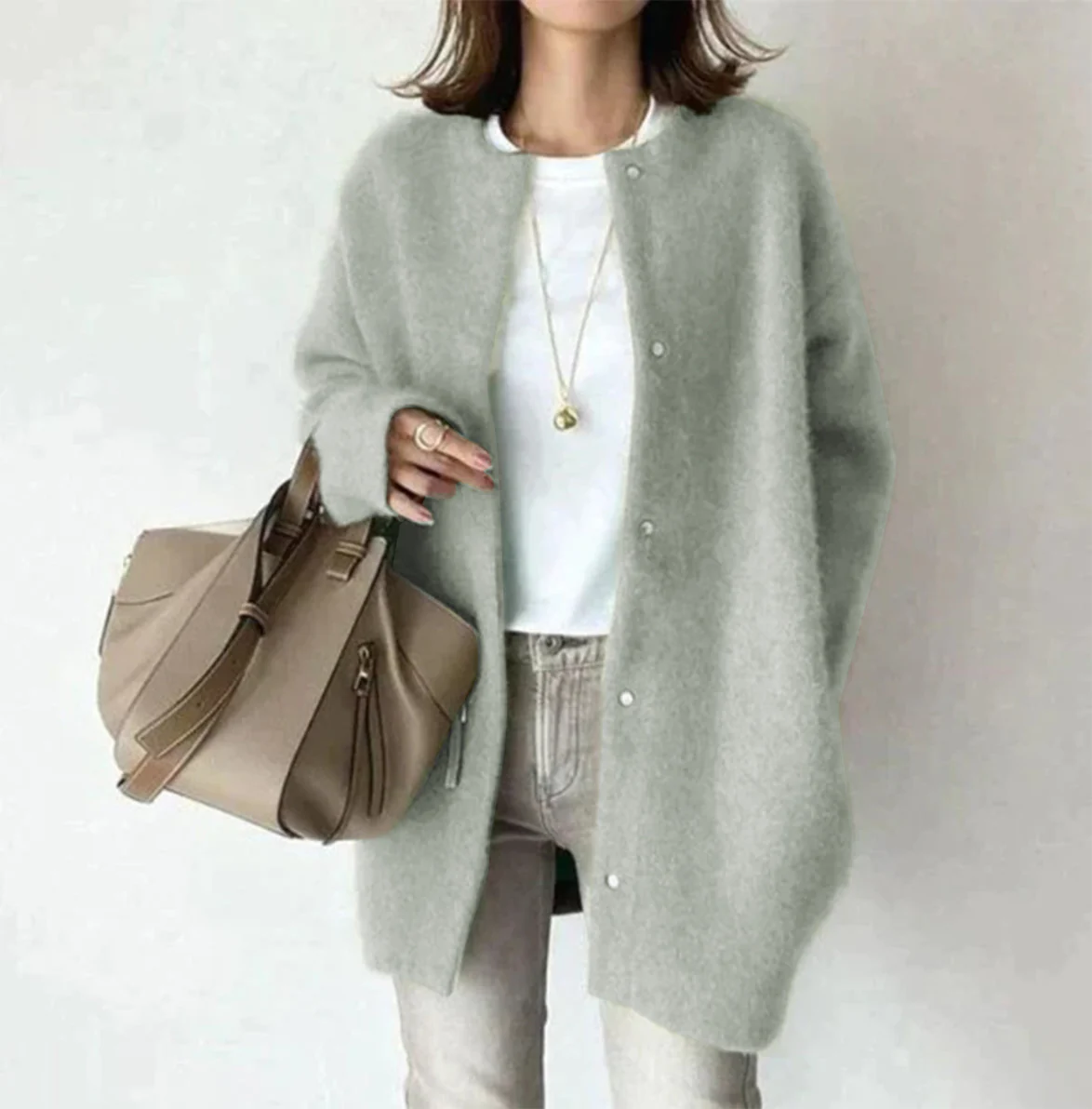 Rebecca | Oversized Snap-Front Cardigan