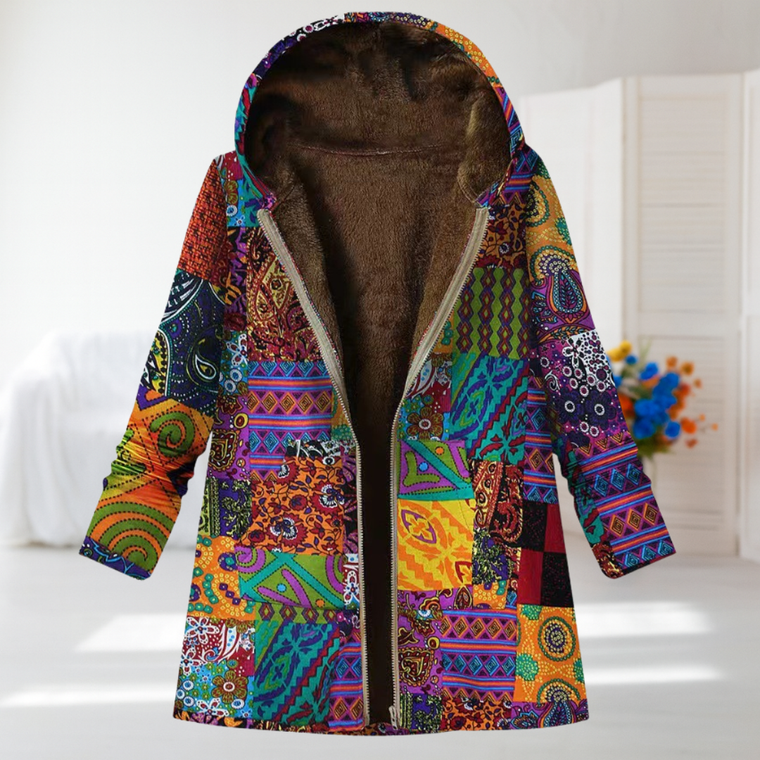 Madison | Multicolor Patchwork Hooded Fleece Jacket