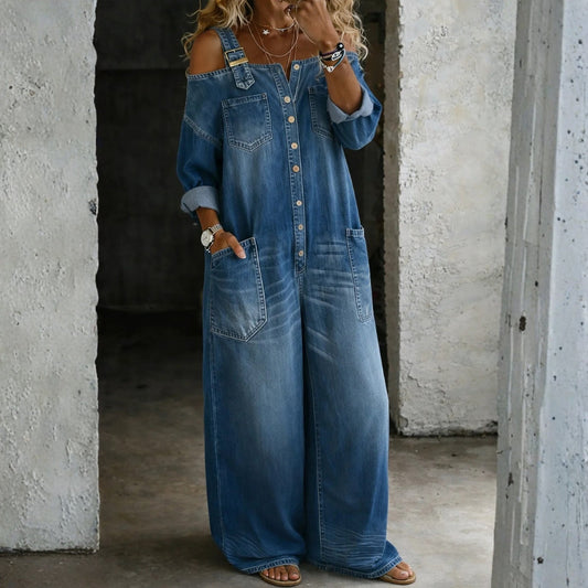 Amelia | Off-Shoulder Denim Jumpsuit