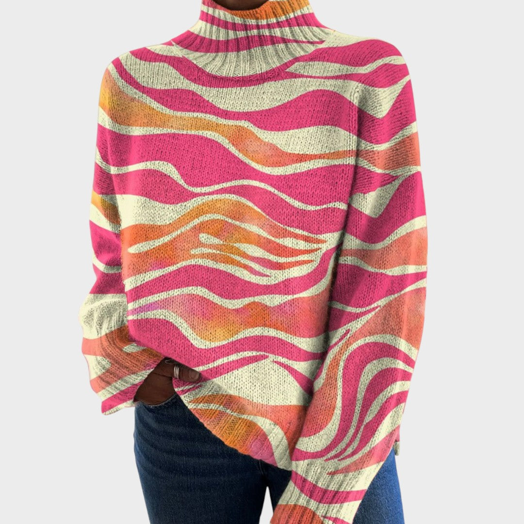 Priscilla | Artistic Print Turtleneck Sweater